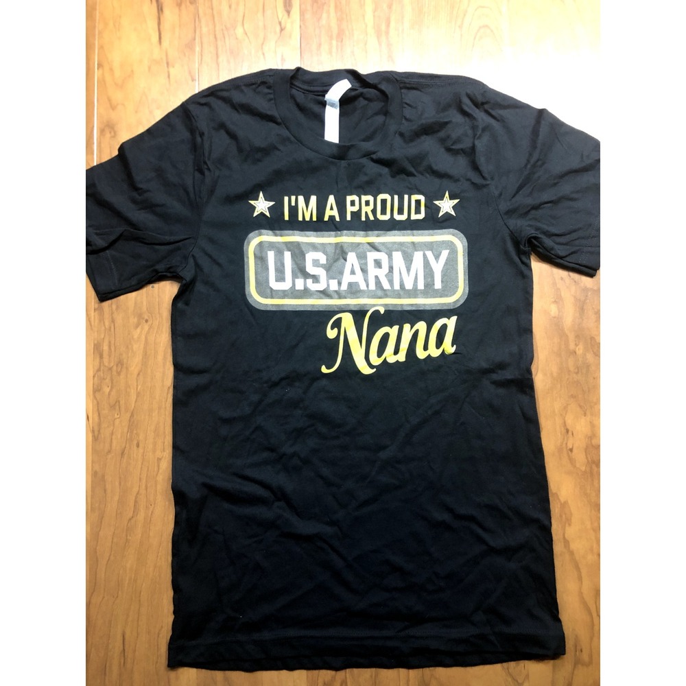 US Army Nana T Shirt Womens Small Proud Military Grandma Family Graphic Black